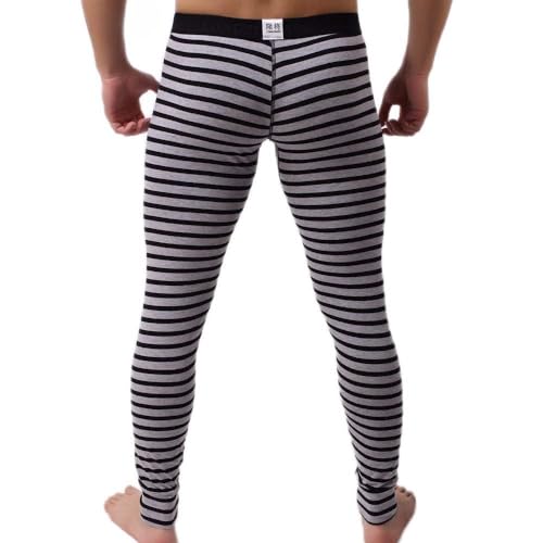 Thermal Long Underwear Pants for Men Winter Warm Fleece Lined Underwear Mens Bottom Cold Weather Base Layer Leggings Workout Tights Bottoms Thick Underpants for Outdoor Gray