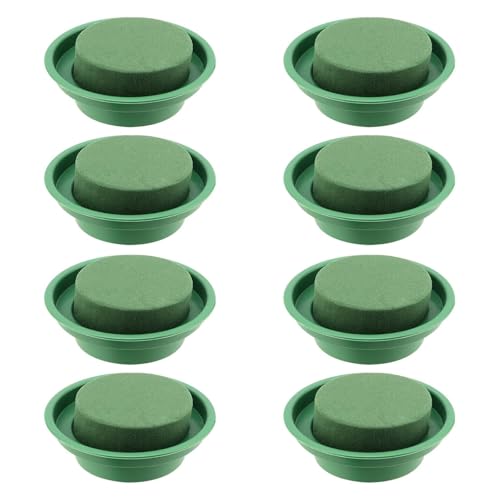 MUNGHOK 8 Unidades de 12 cm de Espuma para Flores cilíndricas con Bandeja, Masilla de Flores Redonda, para Bodas, floristas, arreglos Florales