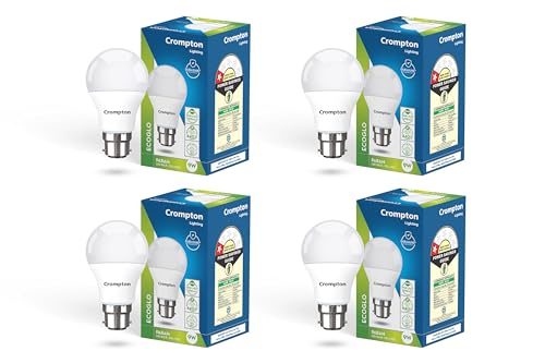 Crompton Param LED Bulb | 9W | Cool Day Light | B22 Base | 180 Degree Coverage | 4kV Surge Protection | 440V High Voltage Protection | Pack of 4