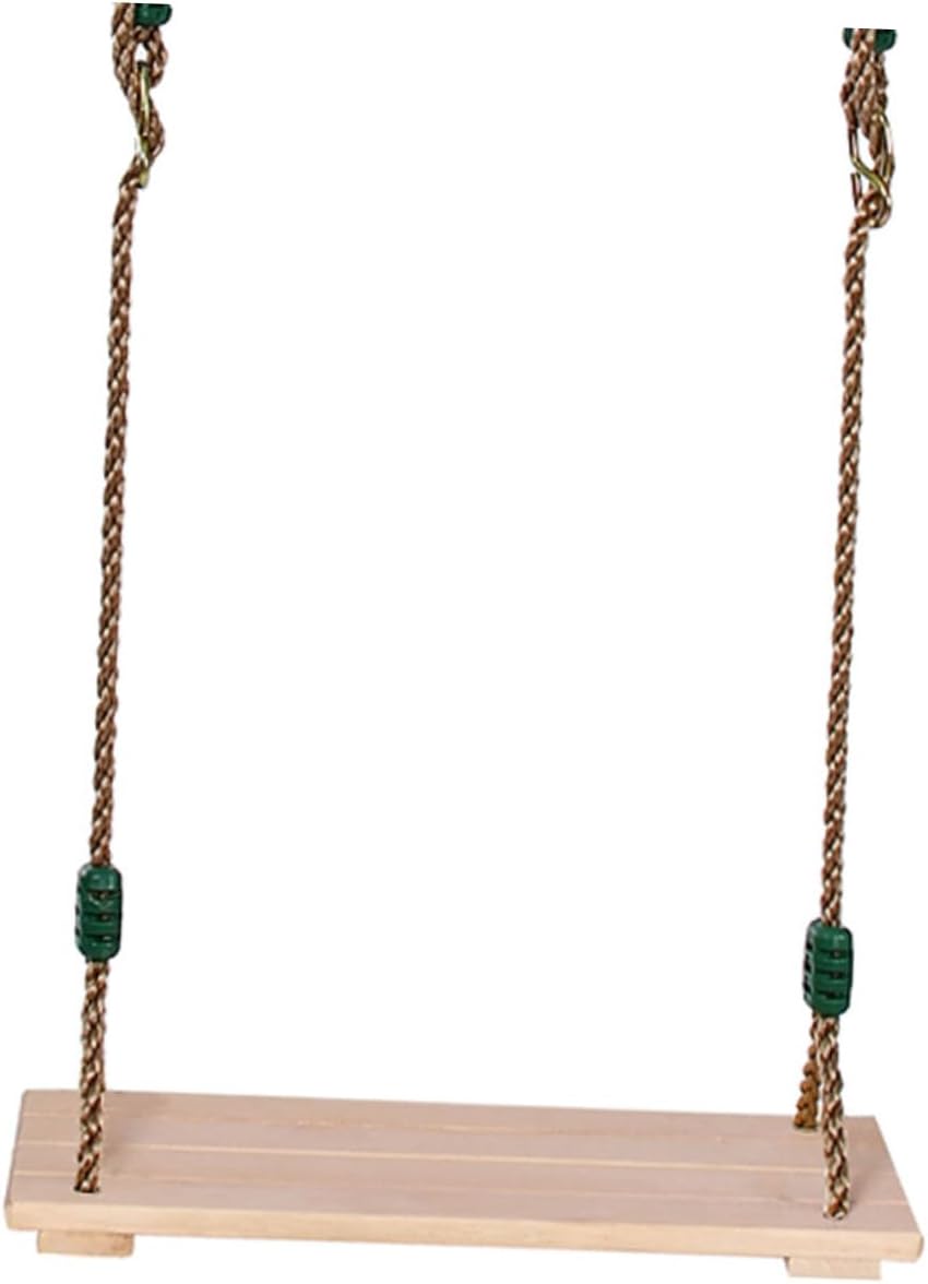 Wooden Swing Adults Indoor Outdoor Use Nylon Rope Non Slip Surface for Safety for Backyards Playgrounds