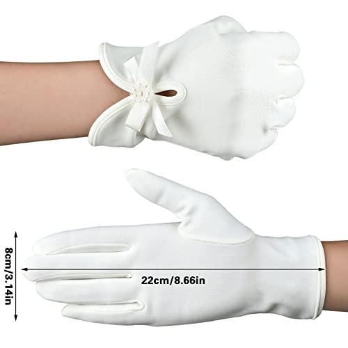 Guantes de satén para mujer con acabado premium y lazo vintage 2