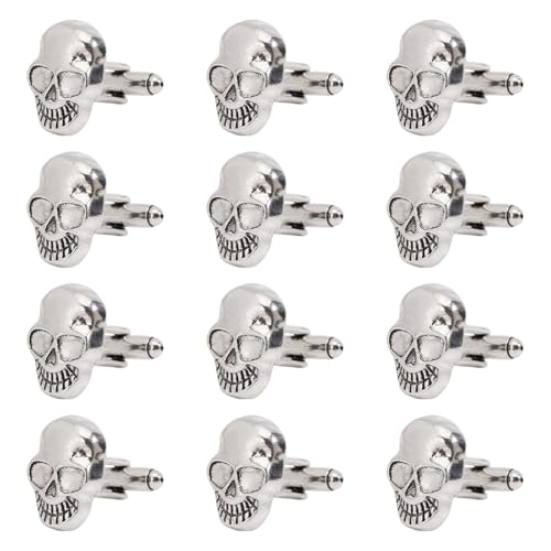 CHGCRAFT 6 Pairs Skull Cufflinks Skull Shape Studs Button for