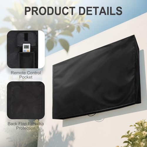 Outdoor Waterproof TV Cover – Universal 40-43 Inch Flat Screen TV Cover, 600D Durable TV Display Protector for All Seasons, Size 41.3''W x 27.6''H x 5.1''D - Thumbnail 5