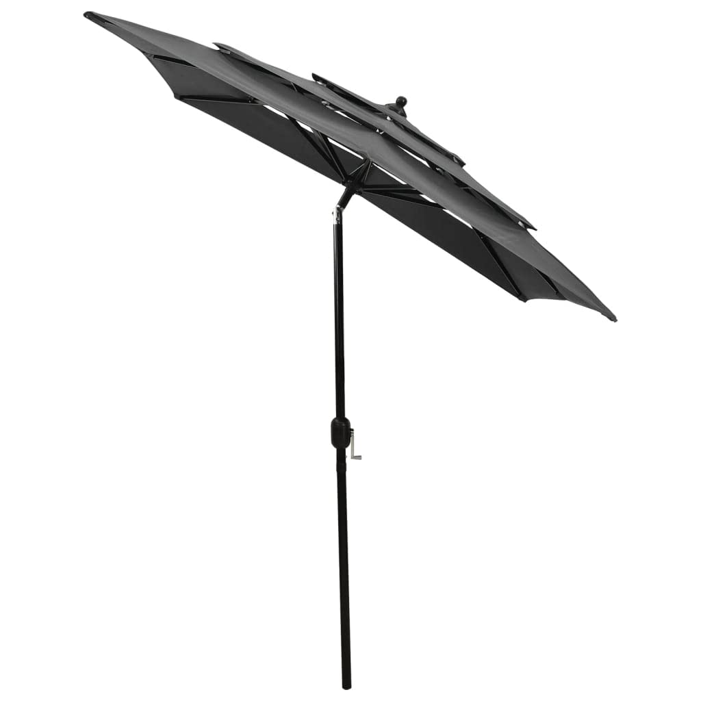 Parasol przeciwsłoneczny z aluminiowym masztem, 3-warstwowy, antracytowy, 2 x 2 m, odporny na działanie promieni UV, zginany i przechylany, z korbą, odporny na warunki atmosferyczne