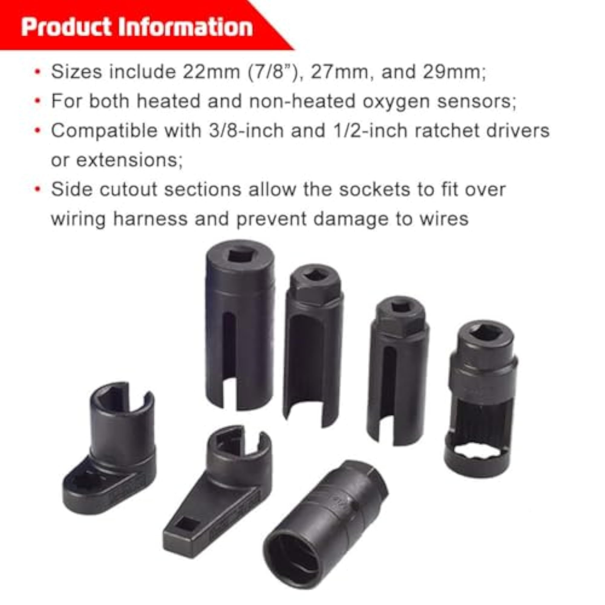 7PCS Oxygen Sensor Socket Set for Vehicle O2 Removal and Installation