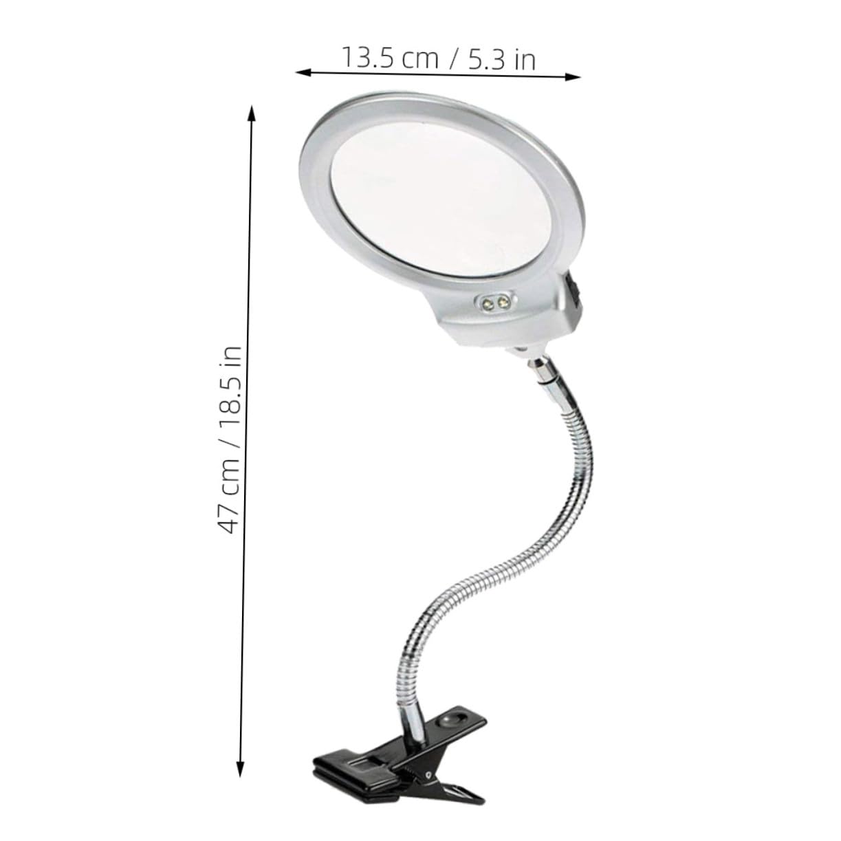 LED Lupenlampe mit Klemme, Flexibler Metall Schwanenhals | Kunststoff und Metall, Positionierbares Licht mit Vergrößerung, für Zuhause und Büro, 2 Batterien