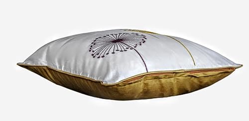 Abha Pack Of 2 Pillow Covers Decorative Square Pillowcase Soft Solid Cushion Case Embroidered Silk-Polyester Blend For Couch Sofa Home Decoration Car Gift (Ivory : Floral : 16*16Inch) Pc-203 #TOP5