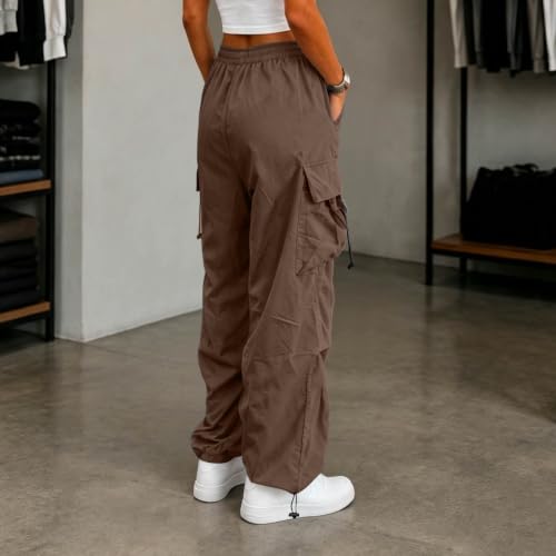 Women's Cargo Pants Drawstring Waist Wide Leg Utility Work Trousers - image 5