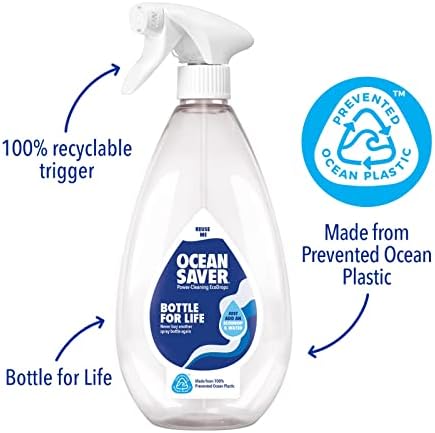 OceanSaver Anti-Bacterial All Surface Cleaner Starter Kit, Anti-Bac Cleaning Product for Disinfecting Surfaces, Just Add Water - 3 x Ocean Mist Scented Eco Drop Refills, 1 x 750ml Bottle for Life