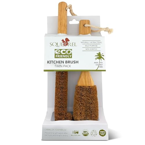 Eco-Friendly Kitchen Cleaning Brush (Twin Pack) - Wood Dish Brush
