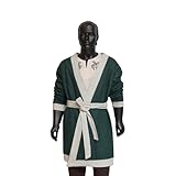 Norse Alley Viking Wool Coat, 100% Wool, Includes Herringbone Belt, Ideal for LARP, SCA, Reenactments, Historical Costumes (Green, M/L)