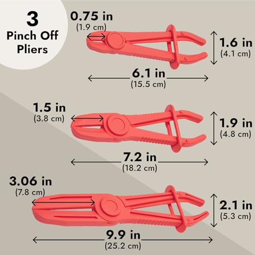 Juvale 3-Pack Hose Pinch Off Pliers - Fuel Line Clamp Tool for Automotive Brake, Radiator and Coolant (Red, 3 Sizes) - Thumbnail 4