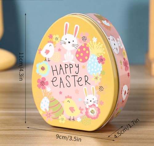 Easter Bunny Candy Metal Tin Box Cookie Storage Jar Easter Gift Box Decor for Easter Decoration Holiday Party Supplies — view 3