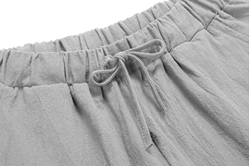 Image of CHARTOU Women's Summer Drawstring Waist Wide Leg Loose Cotton Linen Palazzo Pants