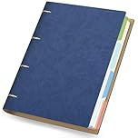 Yarotm A4 Refillable Notebook - 1PC 8.3 x 11.7 inch 4 Ring Binder A4 with 100GSM 7mm Lines Paper Inserts - 150 Sheets Dark Blue PU Leather Hardback Notepad with Dividers for Journals, Notes Writing