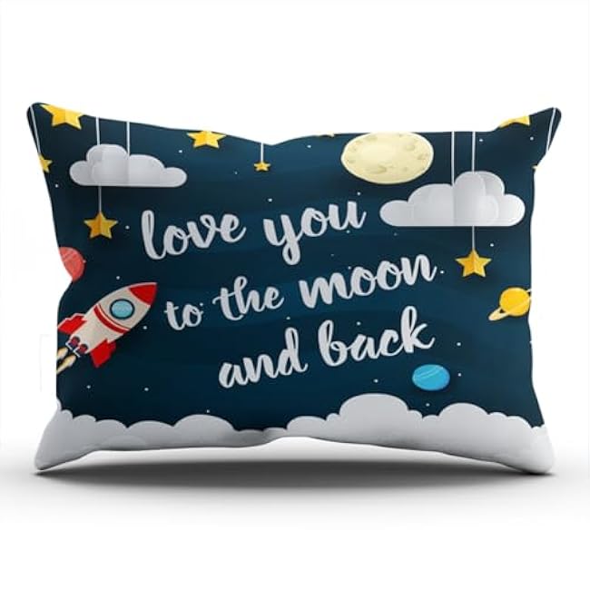 WEINIYA Bedroom Custom Decor Love You to The Moon and Back Colorful Throw Pillow Cover Cushion Case Fashion One Sided Printed Design Boudoir 12x18 Inches