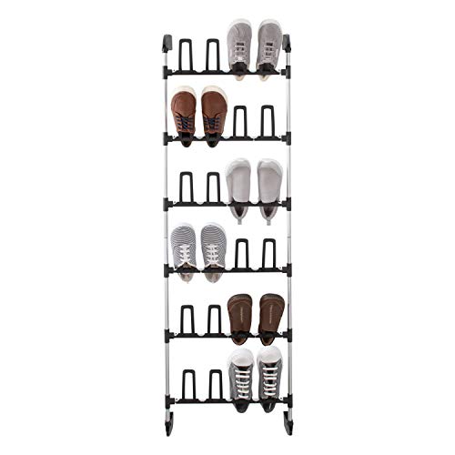 Organize It All 12 Pair Over The Door Shoe Rack | Dimensions : 19 X 6.25 X 59 Inches | Great For Any Room | Durable | Bedroom Organization | Black #TOP1