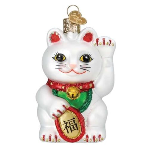 Old World Christmas Lucky Cat Glass Blown Ornament