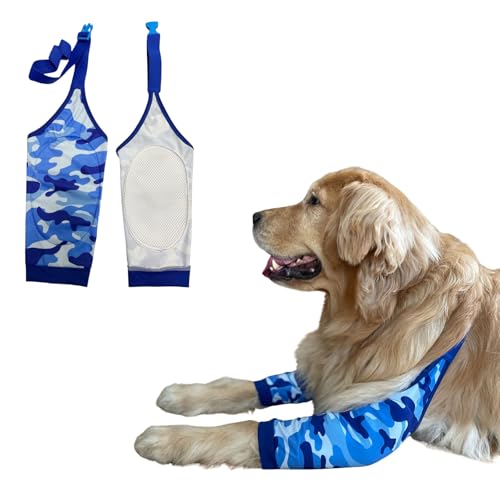 Image of HDKUW Dog Elbow Protector, Dog Front Leg Recovery Sleeve for Prevent Licking Wound, Elbow Sleeves with Mesh Pad for Medium Large Dogs
