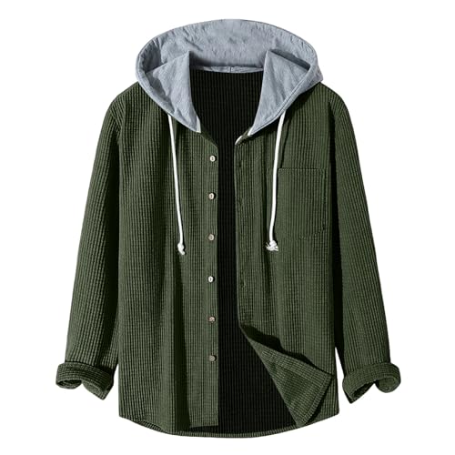 Sweat à capuche hommes kaki pullover col roulé manches longues