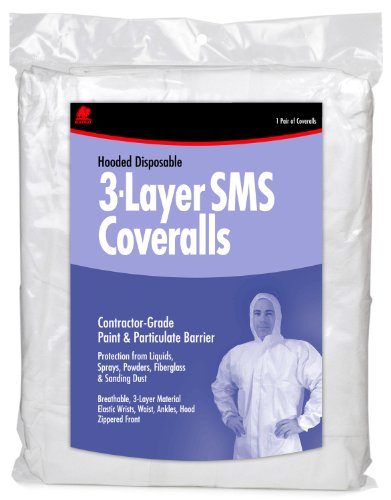Buffalo Industries (68523) Contractor Grade 3-Player Hooded SMS Disposable Coverall, Size XXL, Pack of 1, Protection from Paint, Particulates, Liquids, Sprays, Powders, Fiberglass and Sanding Dust