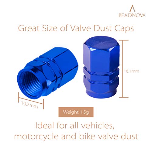 Beadnova Valve Stem Caps Aluminum Chrome Caps For Tires Valve Caps (12Pcs Pack,Blue) #TOP1