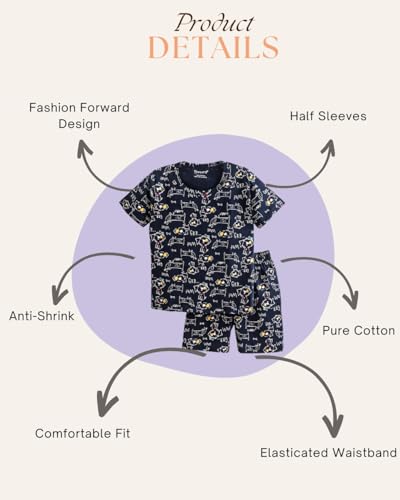 Image of Kids Premium Cotton T-Shirt & Shorts Set for Boys - Half Sleeves Printed Summer Co-Ord Set with Pockets, Soft & Comfortable Casual Wear Outfit