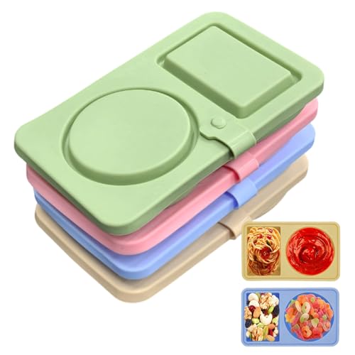 Mbiyhgta - Cajas de aperitivos reutilizables con tapas, 4 cajas de aperitivos flexibles reutilizables, para adultos y niños, viajes de picnic