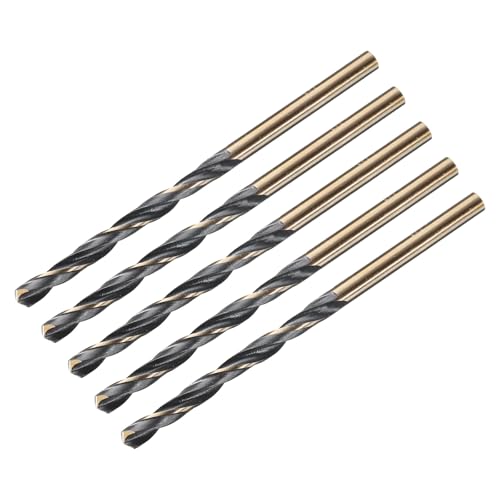 QUARKZMAN Metallbohrer 3,8 mm, Spiralbohrer set Länge 75 mm, Gold Titanium & Schwarz Nitride beschichtetes bohrer HSS4341 mit 3,8 mm Geradem Schaft für Edelstahl Metall Holz, 5 Stück