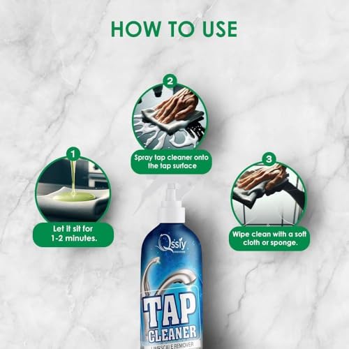 Image of Qssiy Lemon Tap Cleaner 1L | Instant Limescale Remover for Chrome, Steel, Brass Taps & Shower Heads | No Residue, Hand Safe | Fresh Lemon Scent | Made in India