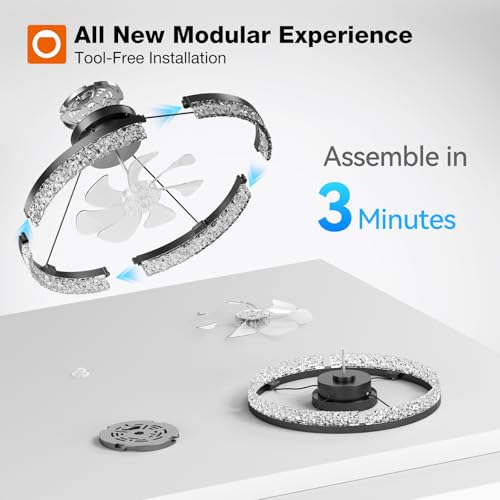 Image of addlon 2 Pack Ceiling Fans with Lights and Remote, 20'' Low Profile Ceiling Fans, 3000-6000K Dimmable Modern Flush Mount LED Fan Light, Fandelier Ceiling Fan for Bedroom, Kitchen, Living Room