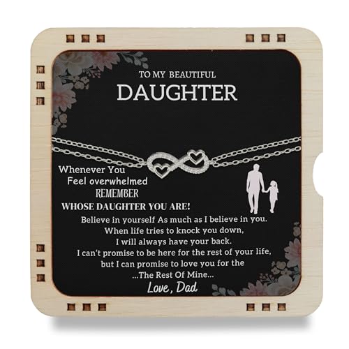 Happy Hamp To My Daughter Bracelet From Dad With Heartfelt Message & Elegant Box, Valentines Day Gifts For Daughter From Father, 925 Silver, Infinity Bracelet Gift From Daddy On Birthday, Graduation