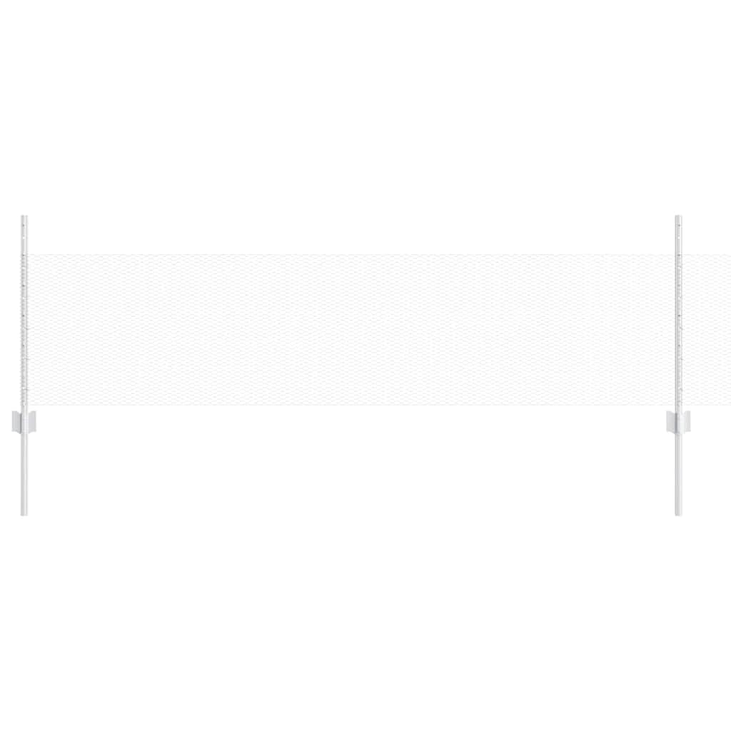 Steel Garden Fence Panel Set 0.5 x 25 m Silver with Posts, Outdoor Privacy Screen for Yard and Terrace, UV-Resistant Powder-Coated Boundary Roll Security Fence