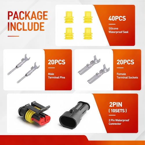 Conector eléctrico impermeable de 2 pines para proteger el cableado de tu coche 3