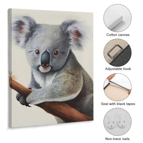 Toile murale koala cadeau de naissance ou d'anniversaire avec cadre - 3