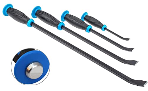 Juego de 4 palancas de golpeo de 200, 300, 450 y 600mm con estuche | Para golpear con martillo | Palancas desmontadoras con punta angulada