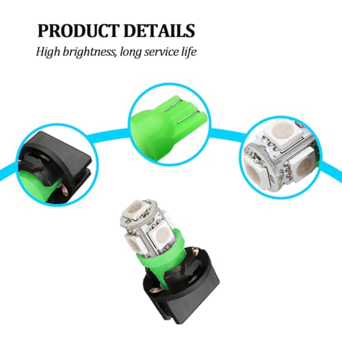 10 bombillas LED T10 para panel de auto, 5 SMD, verde miniatura 4