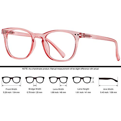 ANDWOOD Blue Light Blocking Glasses Women Men Computer Small Face Frame Bluelight Blocker Teens, (2pack) Pink + Grey | Anti-blue Light Lens, Small