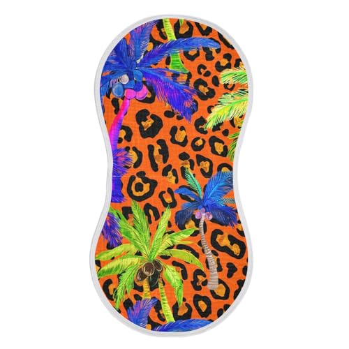 Palmtrees Leopard Orange Burp Cloths for Babies Burp Rag Cotton Spit Up Rag for Girls Babies2