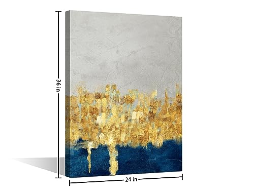 Œuvre d'art moderne grand format avec toile murale abstraite bleu gris