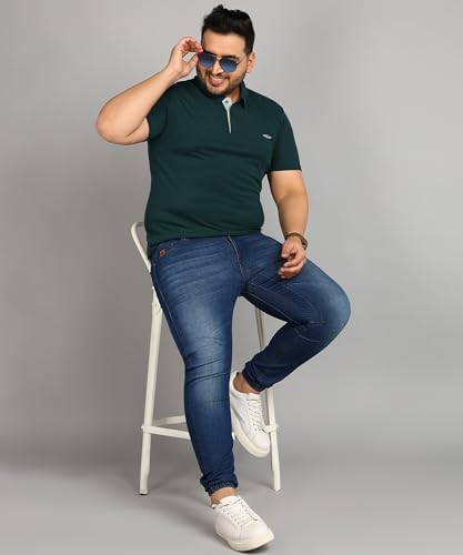 Image of INKKR Plus Size Men's Regular Fit Solid Polo Tshirt