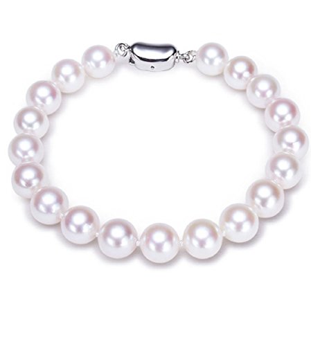 Bracelet perle d'Akoya 7-7,5 mm perles de culture d'eau de mer blanche bijou poignet