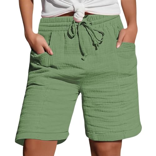 sdhienbb Pantaloncini corti da donna, estivi, in mussola, con tasche, per sport, corsa, con coulisse, in tessuto elasticizzato, per il tempo libero, per interni ed esterni, Verde menta. 4., S sdhienbb Pantaloncini corti da donna, estivi, in mussola, con tasche, per sport, corsa, con coulisse, in tessuto elasticizzato, per il tempo libero, per interni ed esterni, Verde menta. 4., S