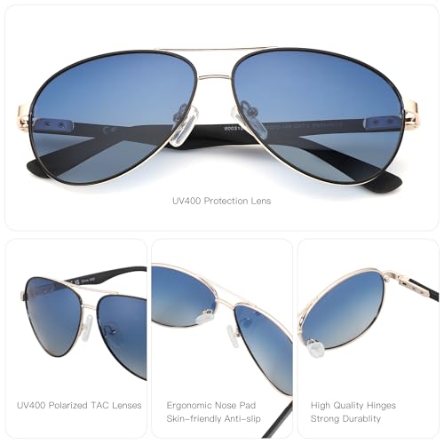 Image of ZENOTTIC Polarized Aviator Sunglasses for Men Carbon Fiber Temple Pilot Sun Glasses with Mirrored Lens UV Protection
