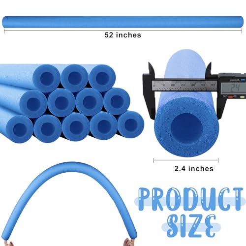Nezyo 12 Pack Pool Noodles Foam 52'' x 2.5'' Hollow Swim Noodles Bulk Extra Dense Floating Foam Tubes, Soft Durable, Buoyant for Adults Swimming Floating Craft Project Padding Bumper(Blue) by Nezyo - Image 2
