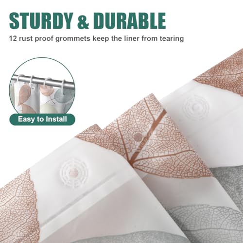Miniatura 7 de Uraqt Cortina De Ducha, Cortina Baño Tela Impermeable Antimoho Con 12 Anillos, Eva Shower Curtain Lavable, Cortina Bañera Para Baño, Ducha, Bañera Colorful Leaves