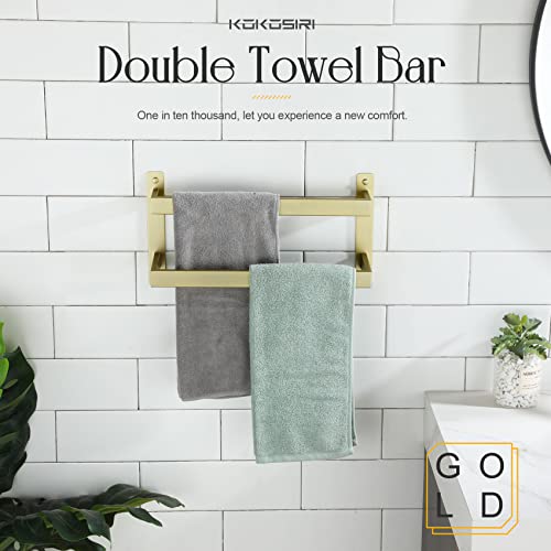 Kokosiri 16'' Towel Bars Bathroom 2-Tiers Ladder Towel Rails Hand Towel Ring Towel Hanger Bath Towel Holder Brushed Gold B5008Bg-L16+B3004Bg #TOP2