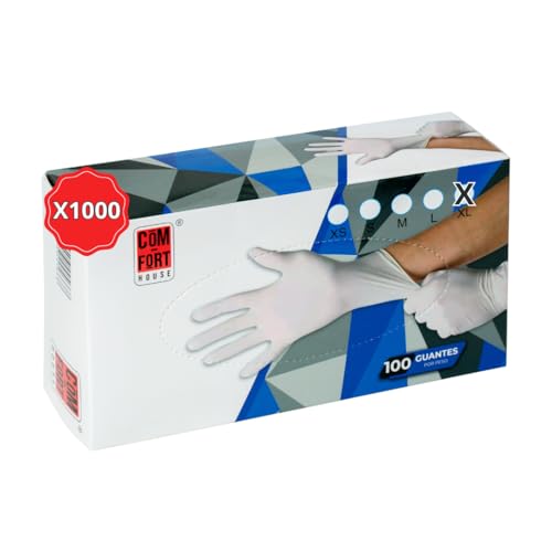 Mundo Home Guantes de Vinilo Desechables para Higiene y Protección - Guantes Vinilo Sin Polvo para Uso Médico y Cocina - Guantes Desechables Resistentes para Limpieza y Manipular Alimentos (1000, XS)