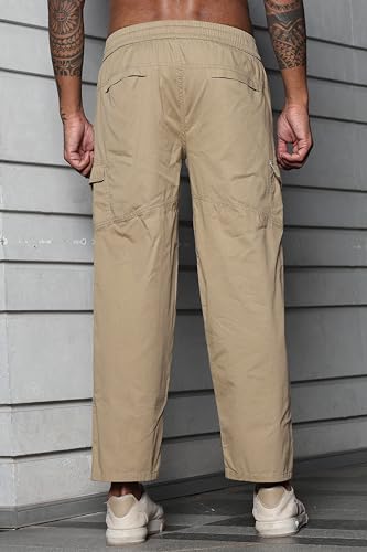 Image of FABRIPPLE Men's Heavy-Duty Cotton Cargo Pants - Rugged Style, All-Day Comfort