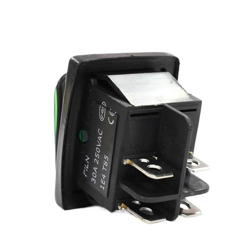50pcs kcd4 Heavy Duty Waterproof on Off Sliver Contact Point Copper pin Green red led lamp 220v 30A Rocker Switch(Red,220v)